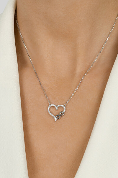 Romantický pozlacený náhrdelník se zirkony NCL52Y