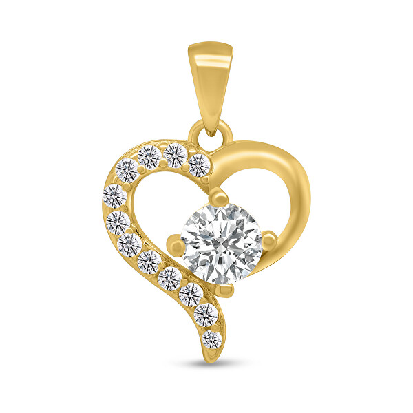 Romantický pozlátený set šperkov Srdiečka SET219Y (prívesok, náušnice)
