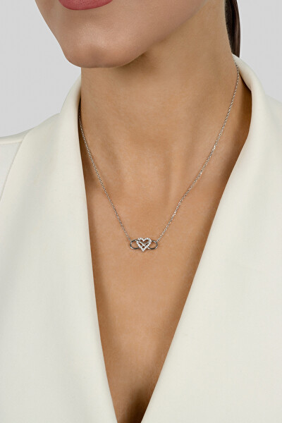 Romantický stříbrný náhrdelník se zirkony NCL78W