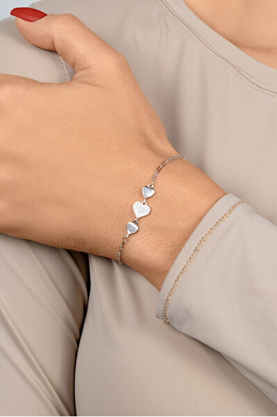 Bracciale romantico in argento con cuoricini BRC161W