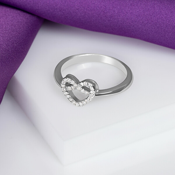 Romantický stříbrný prsten se srdíčkem RI011W