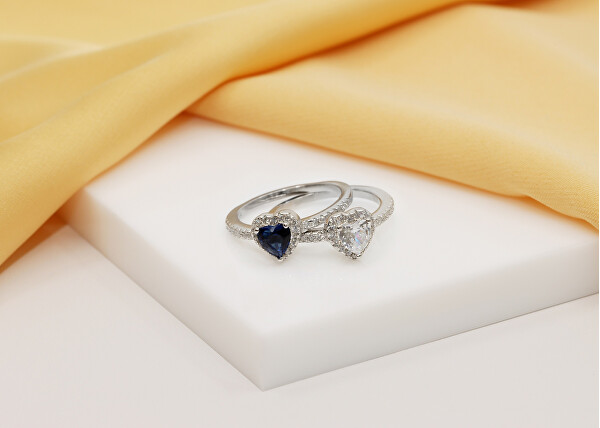 Romantický strieborný prsteň Srdce RI047WB