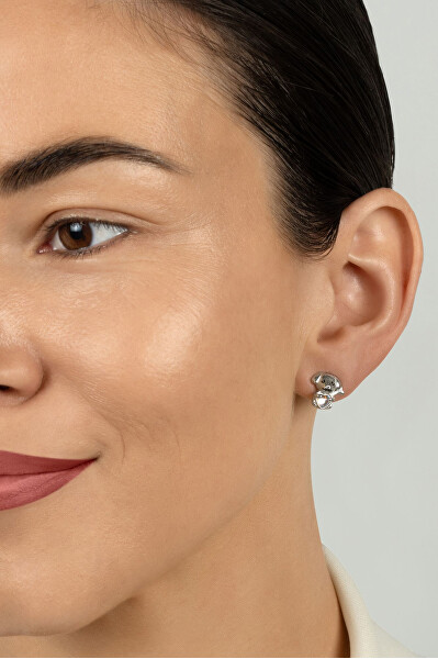 Roztomilé stříbrné náušnice Pejsci EA1204W