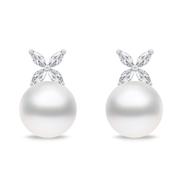 Eleganti orecchini in argento con perle e zirconi EA971W