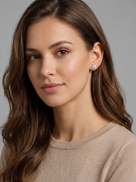 Slušivé stříbrné náušnice se zirkony Kytičky EA577WYL