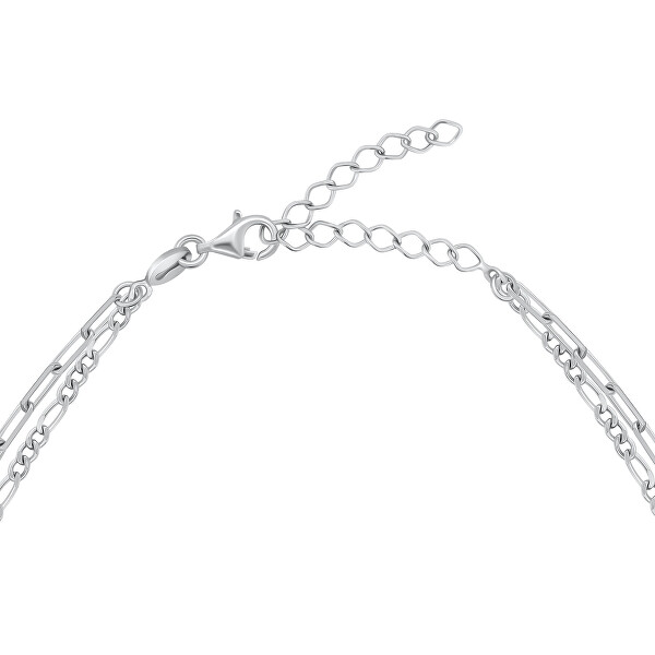 Slušivý dvojitý stříbrný náhrdelník NCL119W