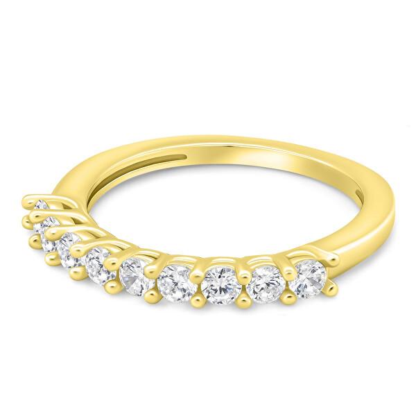 Elegante anello placcato oro con zirconi trasparenti RI063Ya