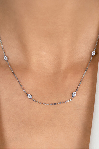 Elegante collana in argento con zirconi NCL128W
