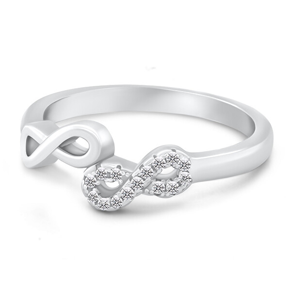 Elegante anello in argento Infinito con zirconi RI122W