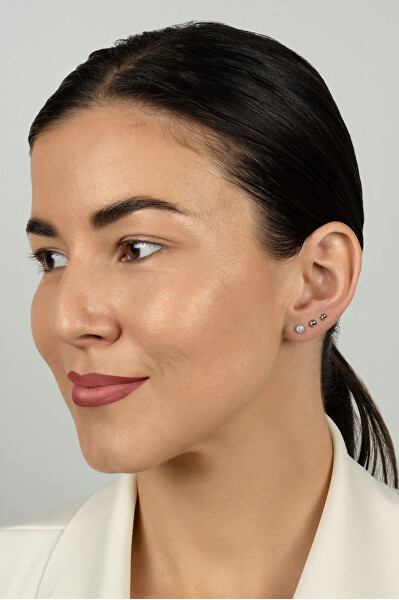 Stříbrná sada peckových náušnic SET297W (3 páry náušnic)