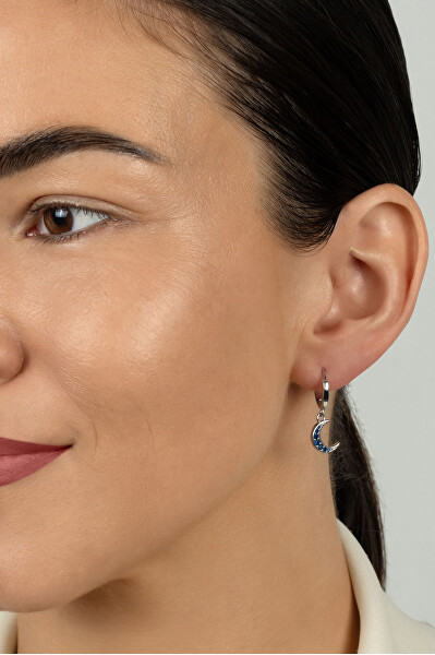 Stříbrné asymetrické náušnice se zirkony EA1221W