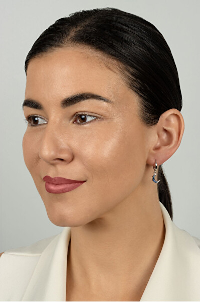 Stříbrné asymetrické náušnice se zirkony EA1221W