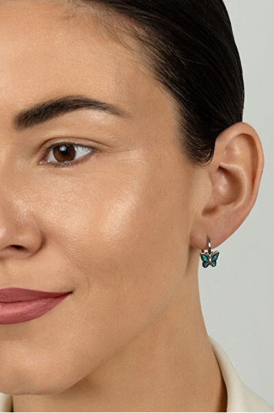 Stříbrné dívčí náušnice Motýlci EA1239WB