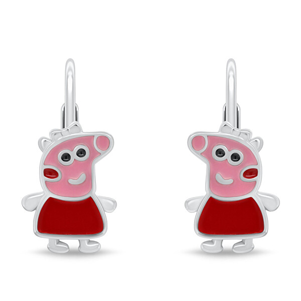 Dievčenské strieborné náušnice Prasiatko Peppa EA1269W