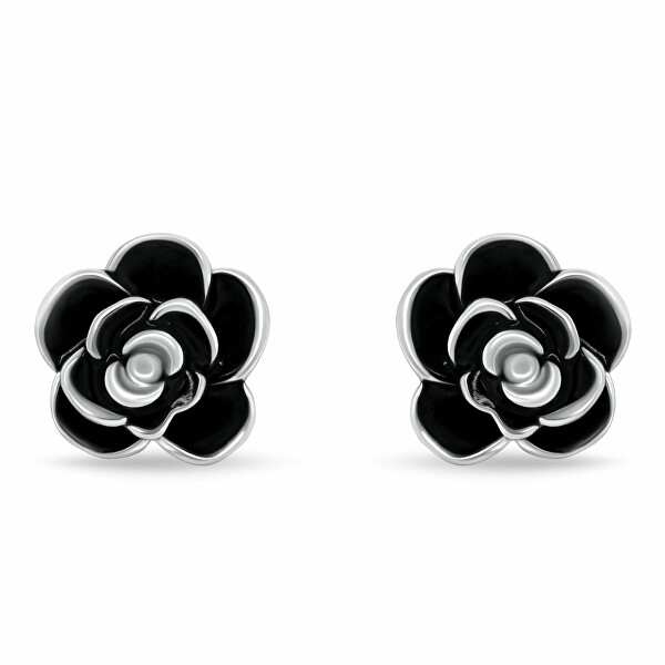 Stříbrné náušnice Černá růže EA1240WBC