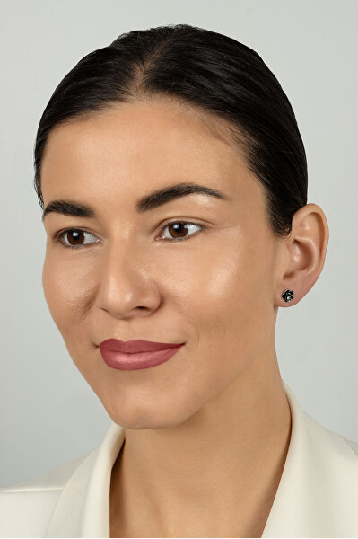 Stříbrné náušnice Černá růže EA1240WBC