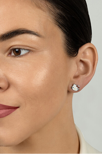 Stříbrné náušnice pecky Hello Kitty EA1210W