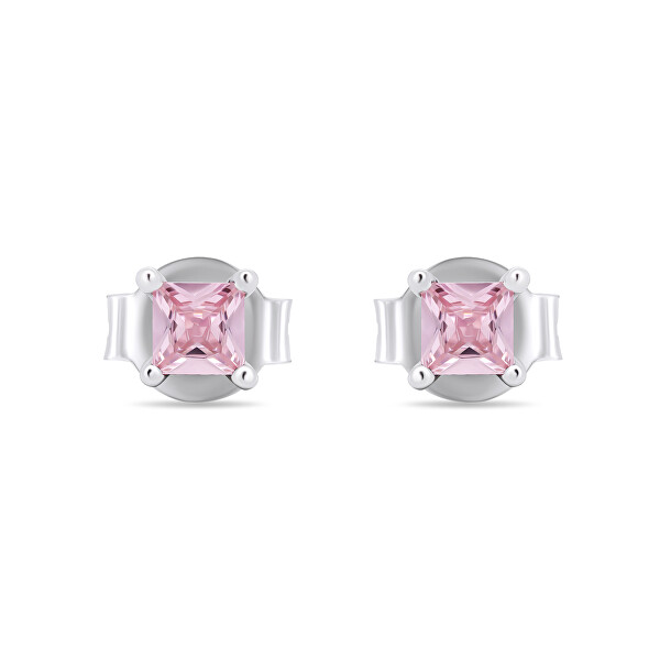 Ezüst fülbevaló világos rózsaszín cirkónium kővel EA592WP
