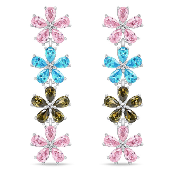 Orecchini in argento con zirconi colorati Fiori EA1033WRBW