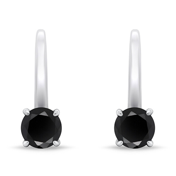 Ezüst fülbevaló fekete cirkónium kövekkel EA755WBC