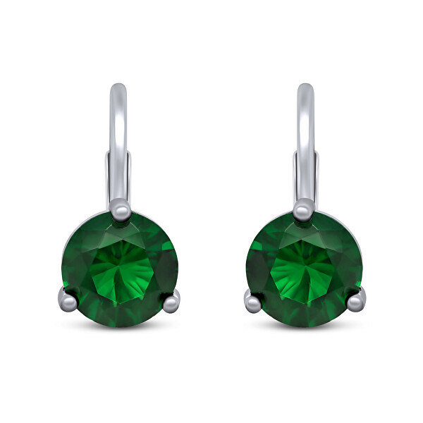 Ezüst fülbevaló zöld cirkónium kövekkel EA303WG