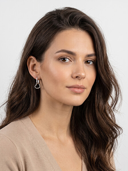 Cercei ovali din argint cu inimioare 2în1 EA1188W