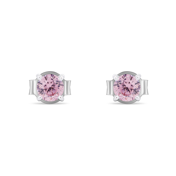 Ezüst fülbevaló világos rózsaszín cirkónium kövekkel EA598WP