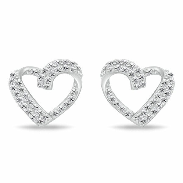 Orecchini a cuore in argento con zirconi EA1065W