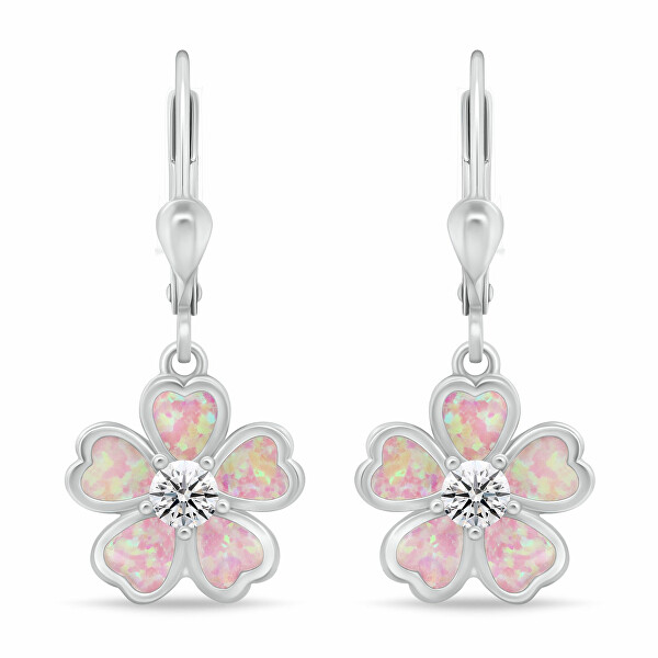 Orecchini pendenti in argento Fiori con opale rosa EA1097WP