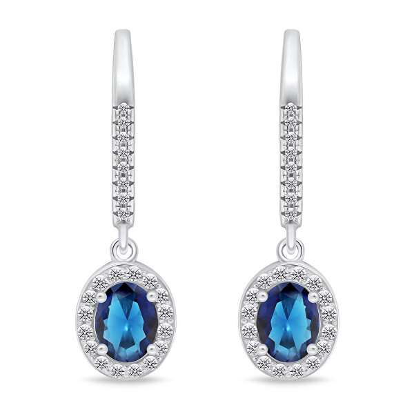 Silberne hängende Ohrringe mit blauen Zirkonen EA752WB