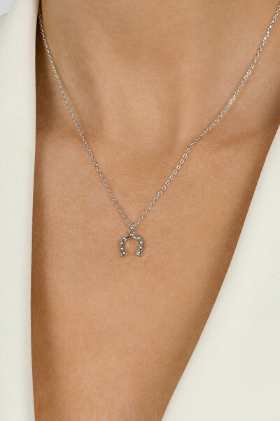 Stříbrný náhrdelník pro štěstí Podkova NCL66W (řetízek, přívěsek)