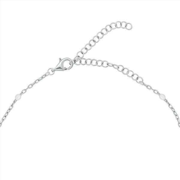 Silberne Halskette mit weißen Perlen NCL112W