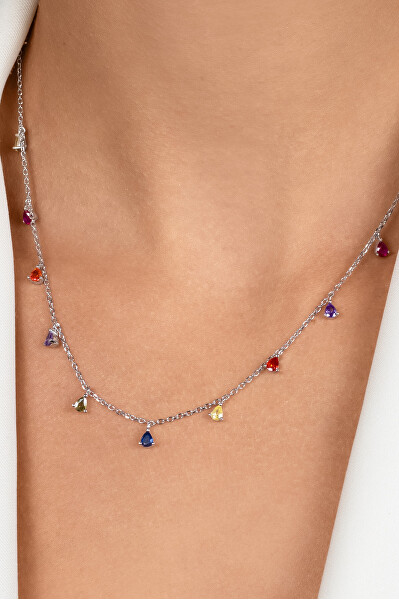 Pozlátený náhrdelník s farebnými zirkónmi NCL137Y