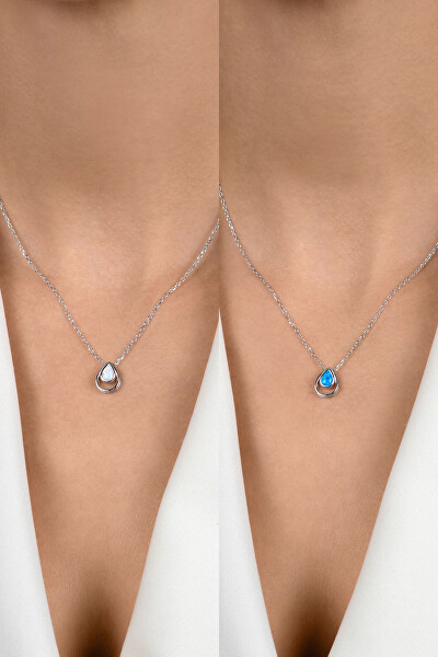 Collana in argento con opale sintetico blu NCL190WB