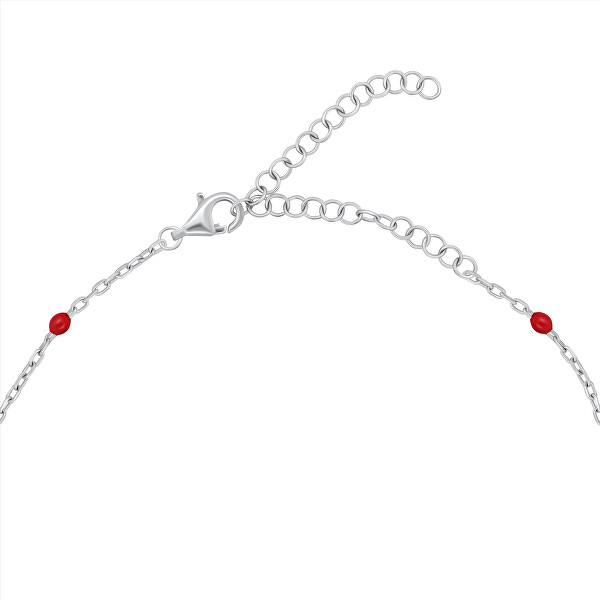 Strieborný náhrdelník s červenými guličkami NCL112WR