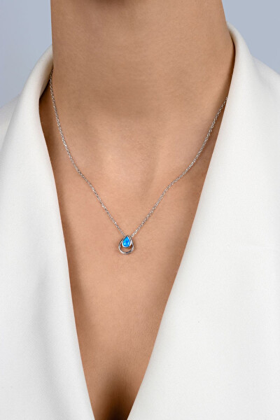 Collana in argento con opale sintetico blu NCL190WB