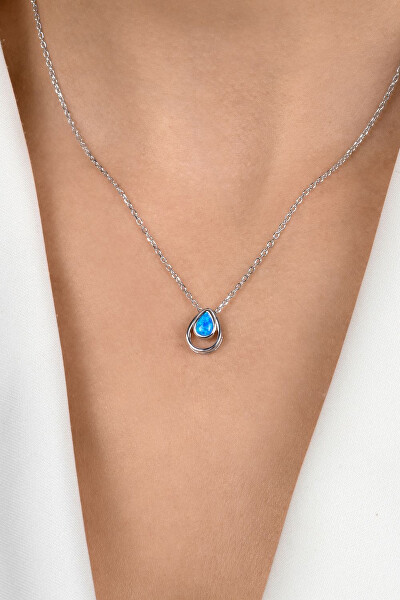 Collana in argento con opale sintetico blu NCL190WB