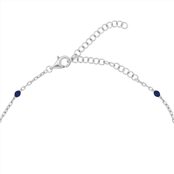 Strieborný náhrdelník s tmavomodrými guličkami NCL112WB