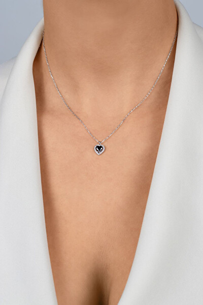 Collana in argento Cuore con zircone nero NCL158WBC