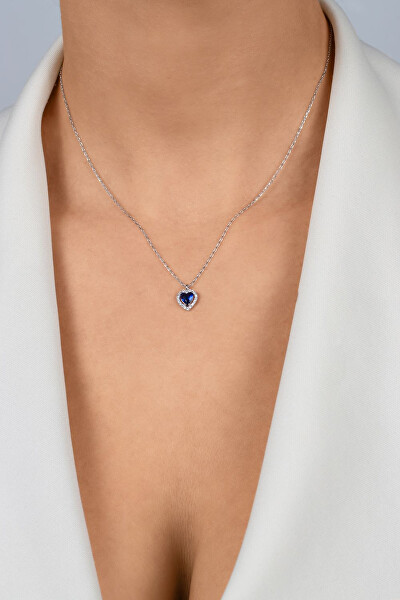 Collana in argento Cuore con zircone blu NCL158WB