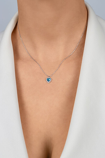 Collana in argento Cuore con zircone blu NCL158WAQ