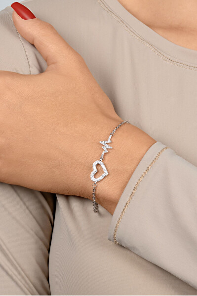 Bracciale in argento da donna Cuore e ECG BRC165W