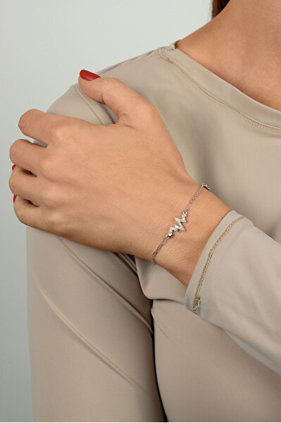 Stříbrný náramek Srdíčko a EKG křivka BRC245W