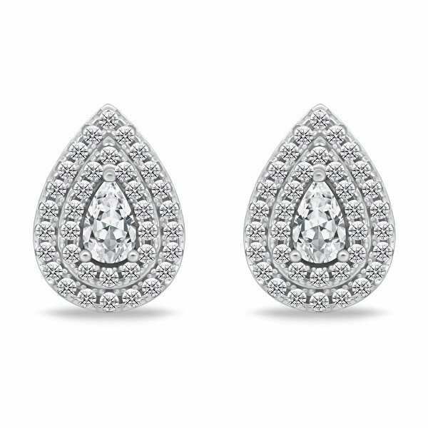 Stříbrný set šperků se zirkony Tear Drop SET284W (náhrdelník, náušnice)