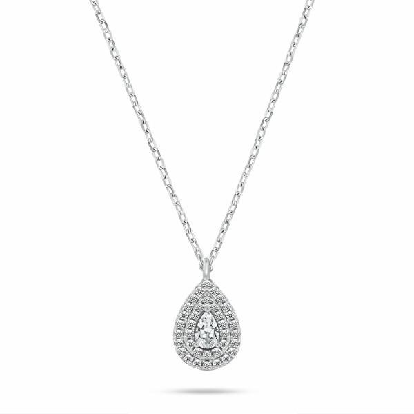 Stříbrný set šperků se zirkony Tear Drop SET284W (náhrdelník, náušnice)