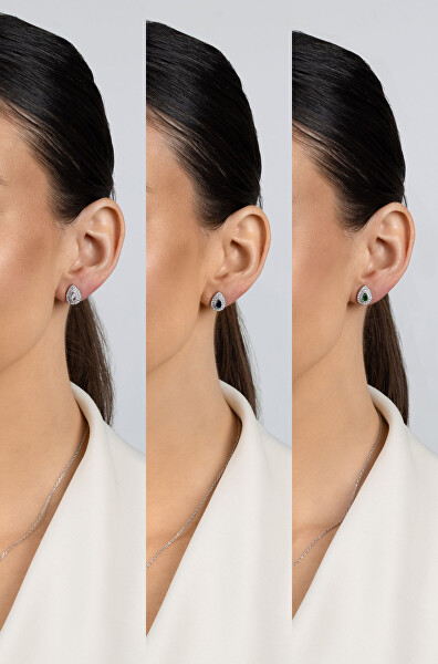 Stříbrný set šperků se zirkony Tear Drop SET284W (náhrdelník, náušnice)