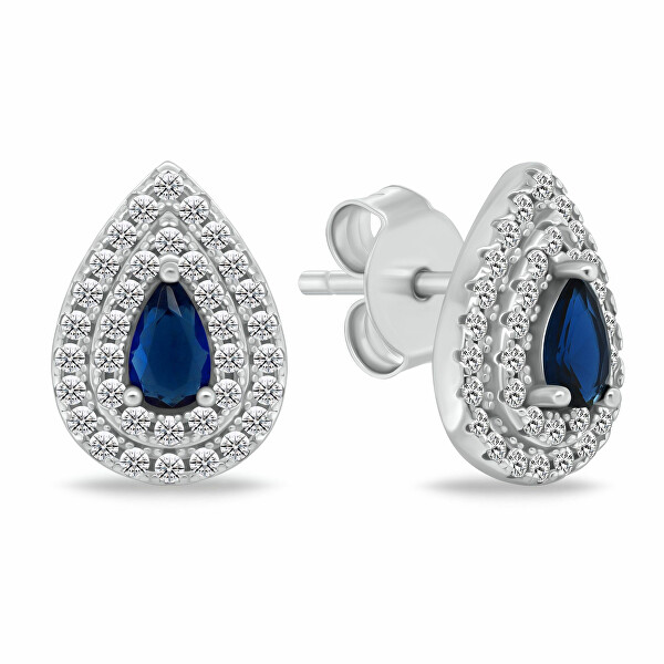 Stříbrný set šperků se zirkony Tear Drop SET284WB (náhrdelník, náušnice)