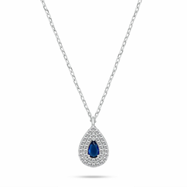 Stříbrný set šperků se zirkony Tear Drop SET284WB (náhrdelník, náušnice)