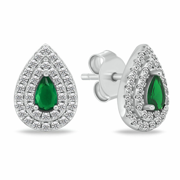 Stříbrný set šperků se zirkony Tear Drop SET284WG (náhrdelník, náušnice)