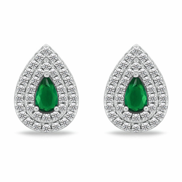 Stříbrný set šperků se zirkony Tear Drop SET284WG (náhrdelník, náušnice)
